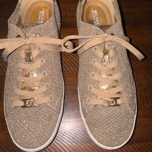 Michael Kors Women’s Glitter Lace-Up Sneakers in Champagne Size 9